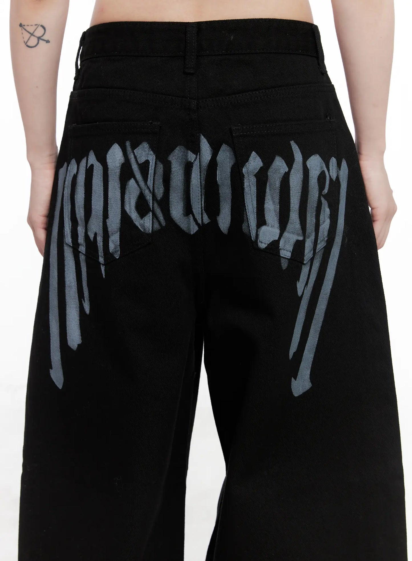 Baggy Black Graphic Cotton Pants CO521