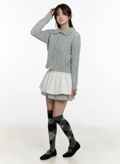 Cable Knit Zip-Up Jacket CM510