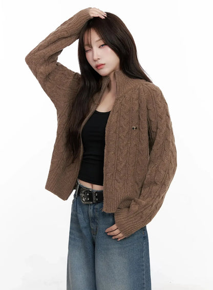 Cable Knit Zip-Up Jacket IN525