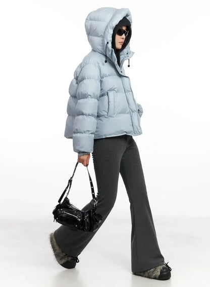 Buttoned Knit Hood Hat IN528