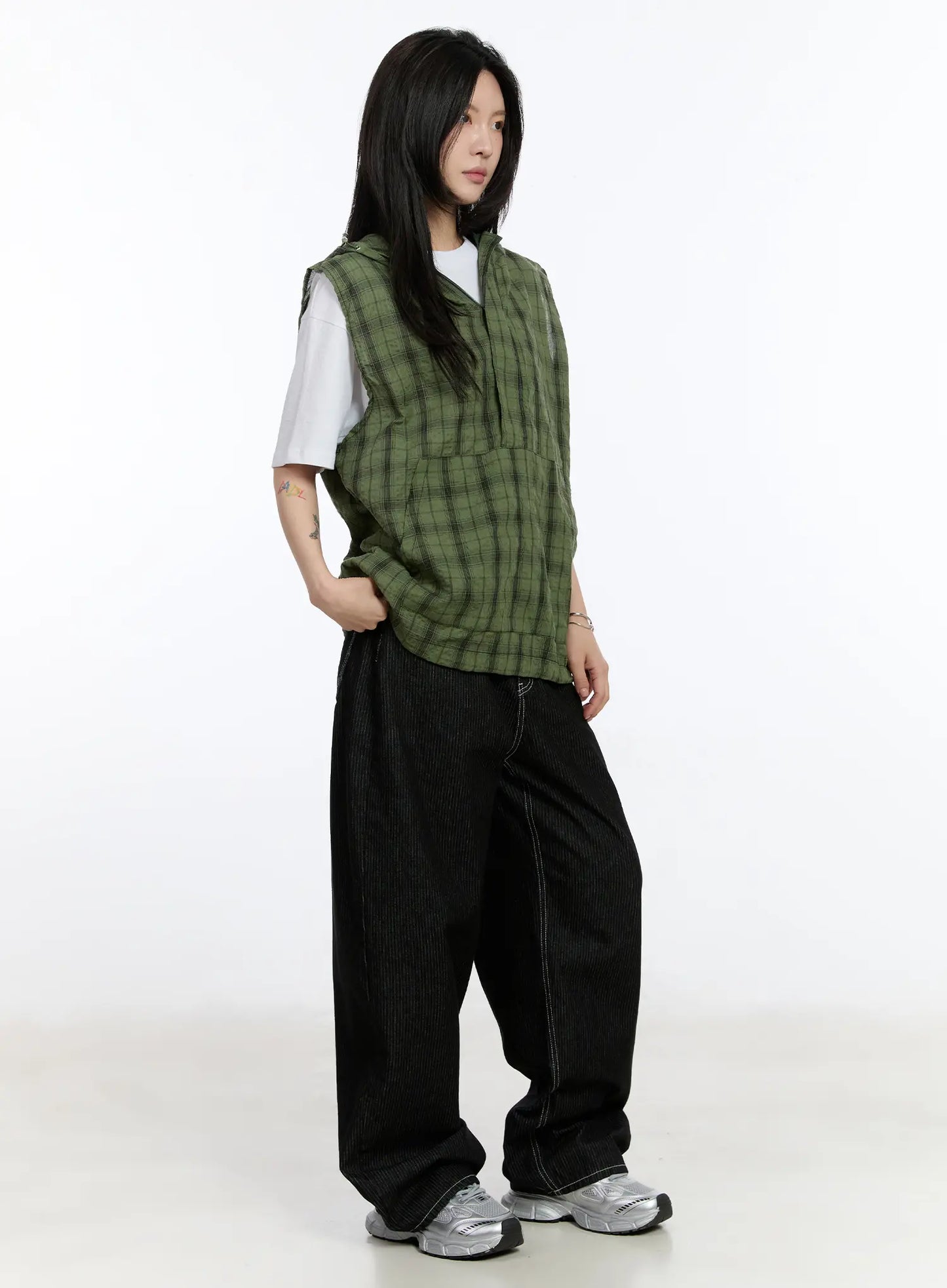 Checkered Hooded Vest CA506