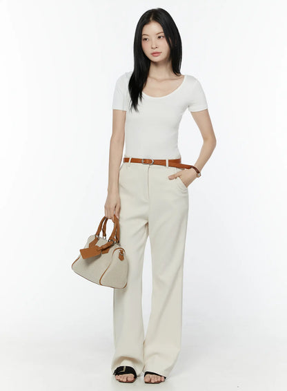 Basic Slim Fit Round Neck Tee IU503