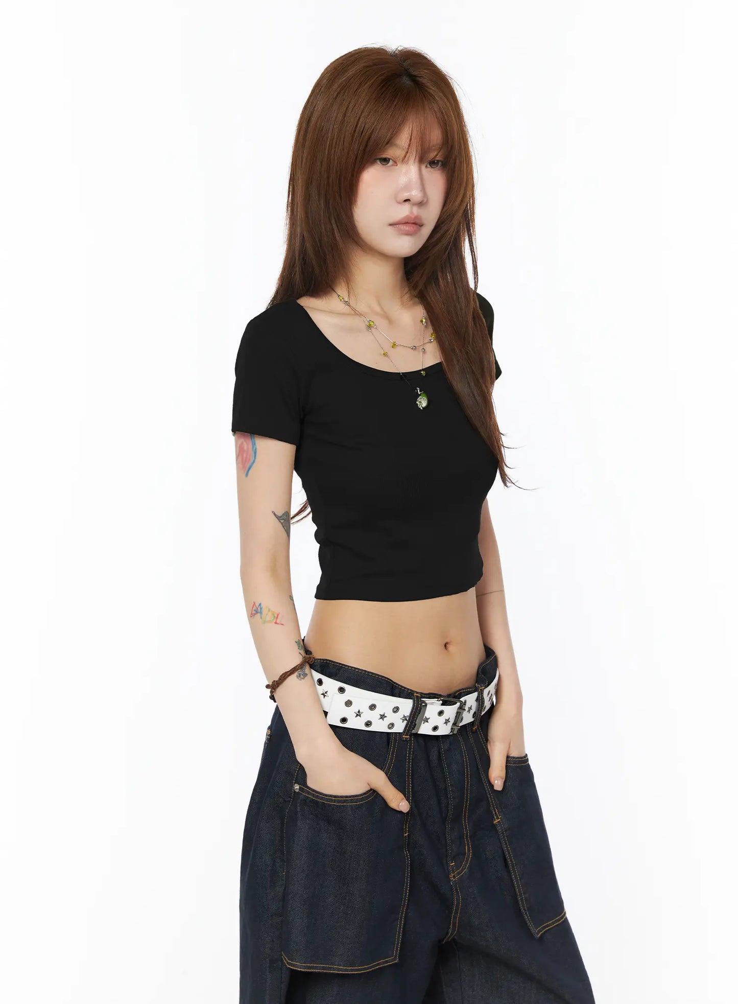 Casual Square Neck Crop Top CY528