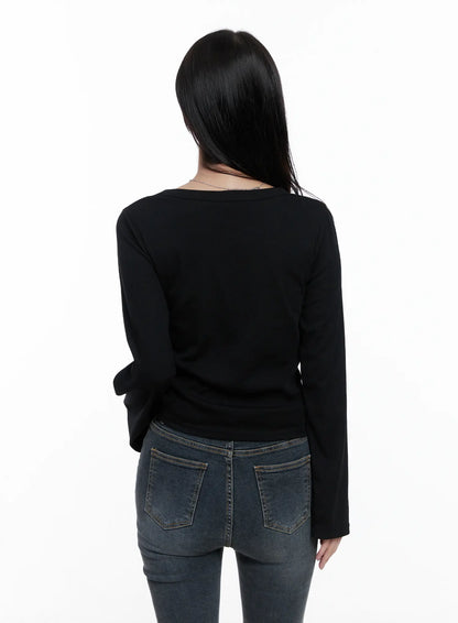 Asymmetrical Neck Ruched Top CS523