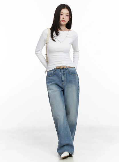 Basic Boat Neck Long Sleeve Top IF520