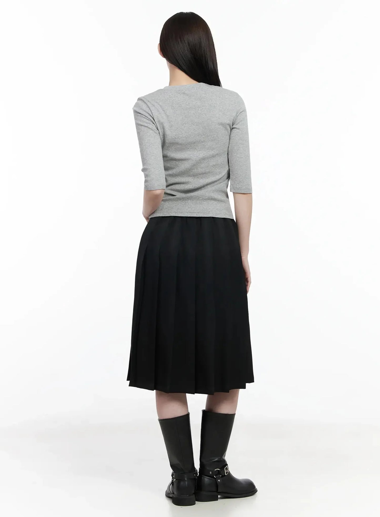 Basic Pleated Midi Skirt IF502