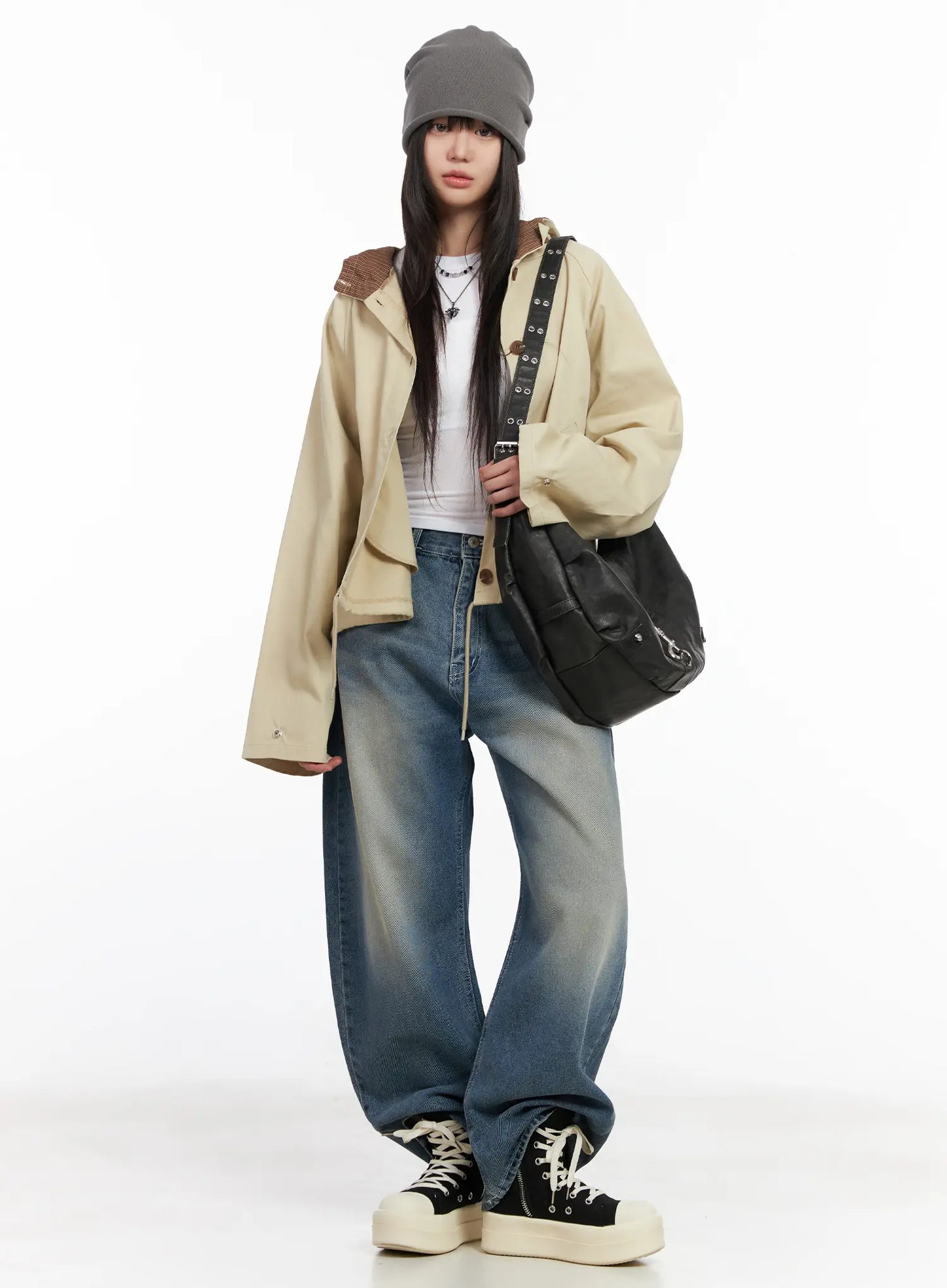 Basic Round Neck Crop Long Sleeve Tee CM512