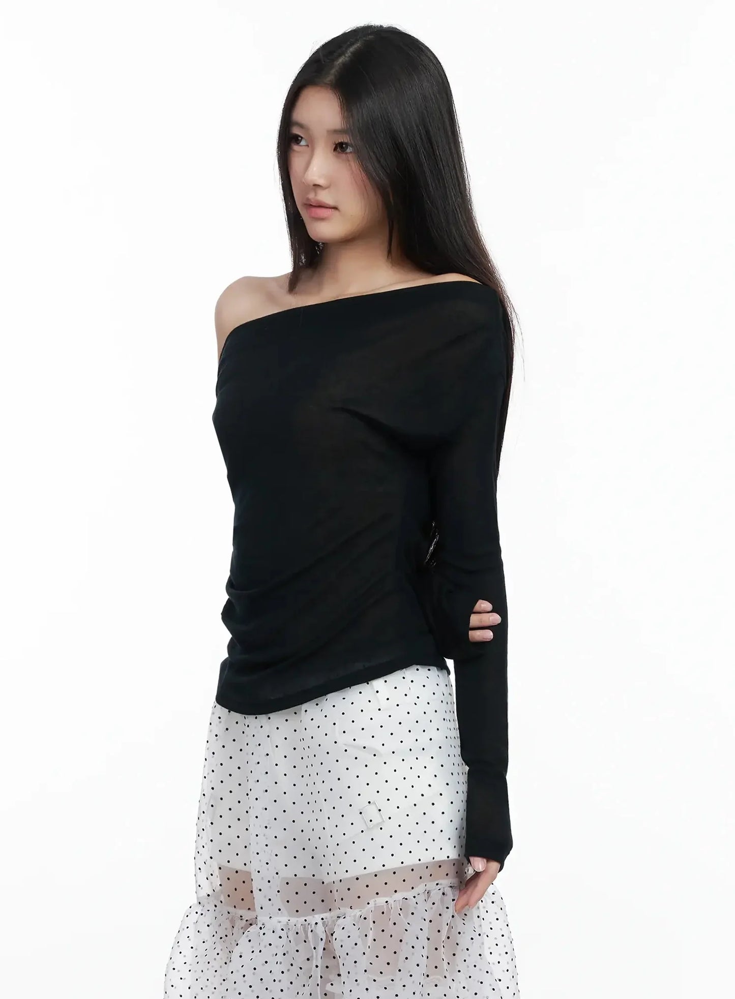 Asymmetrical Off-Shoulder Top IM504