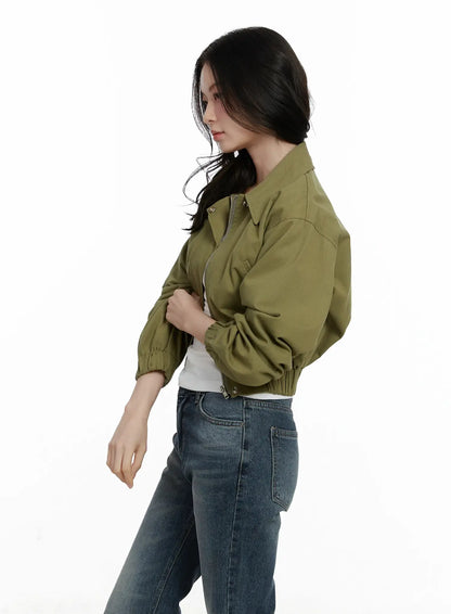 Casual Cropped Utility Jacket F502
