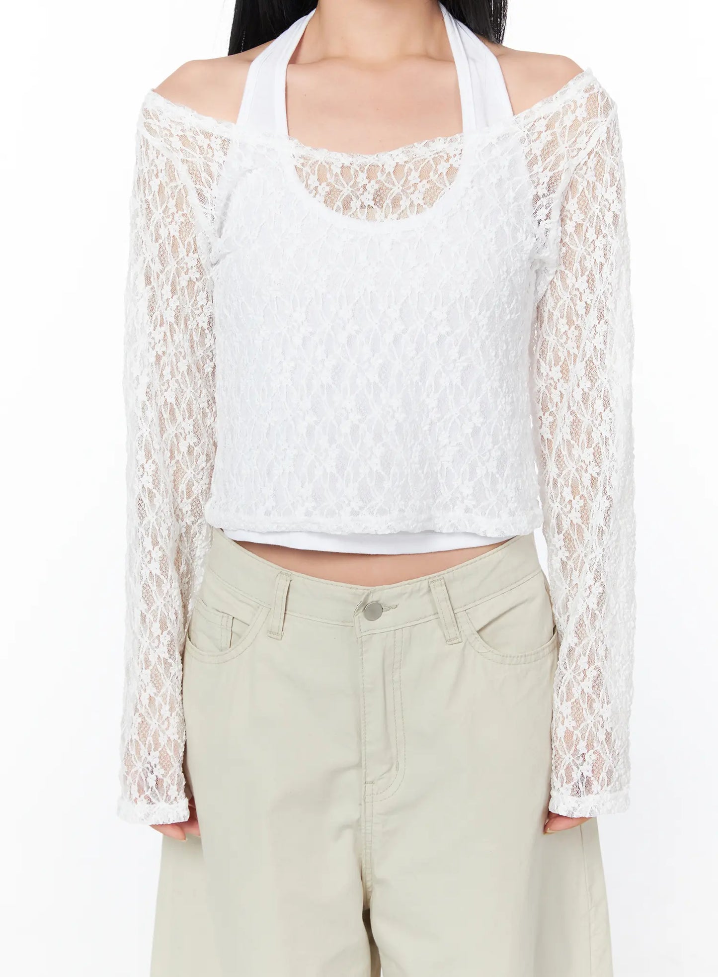 Chic Sheer Lace Top Set CY512