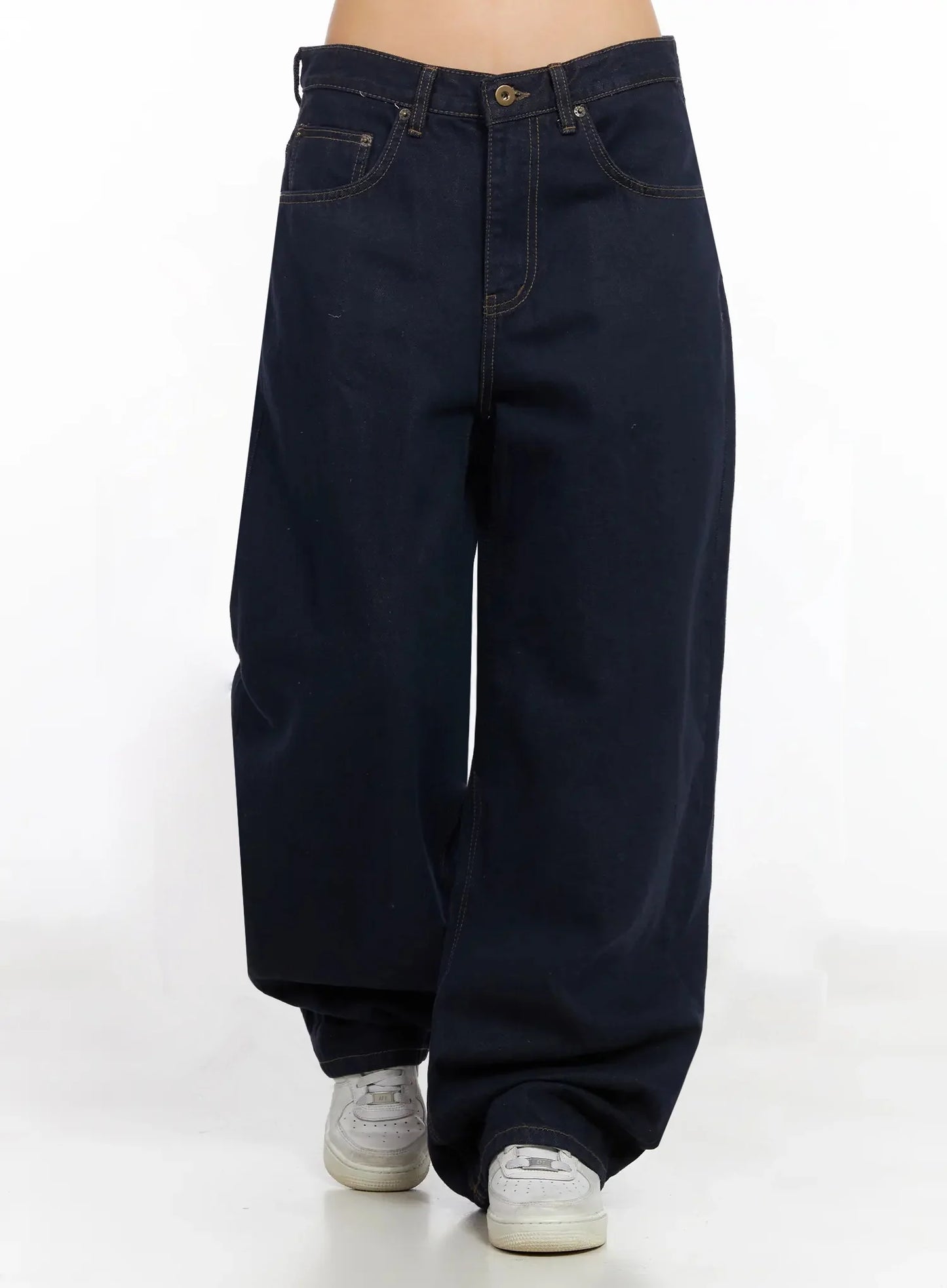 Annette Dark-Wash No-Fade Baggy Jeans IA507