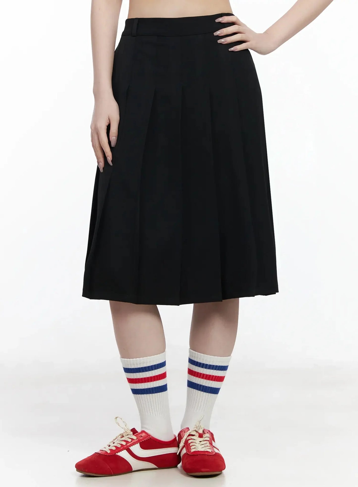 Basic Pleated Midi Skirt IF502