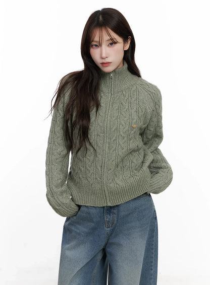 Cable Knit Zip-Up Jacket IN525