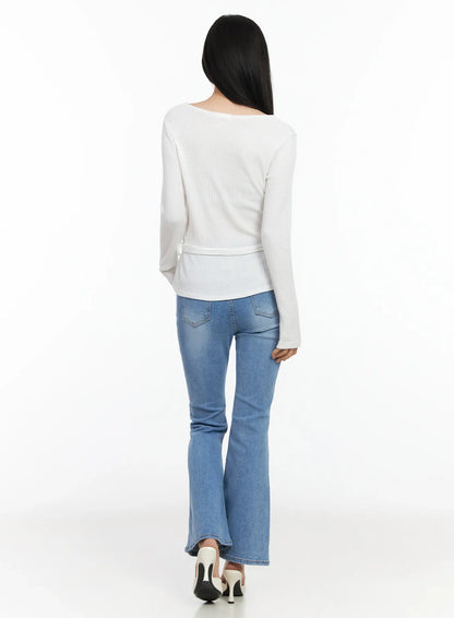 Chic V-Neck Ribbed Knit Top Set IM524