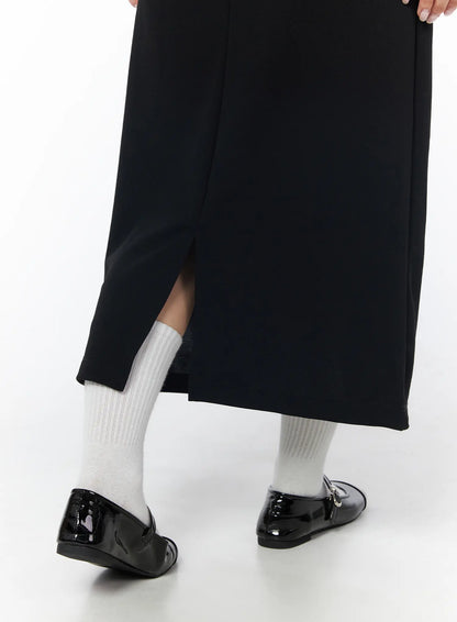 Back Slit Straight Maxi Skirt CD805