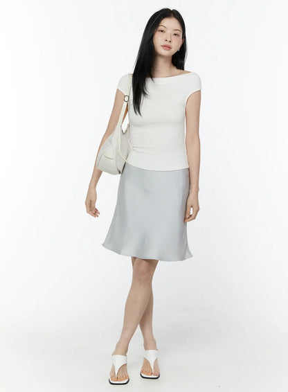 Boat Neck Short Sleeve Top IU505