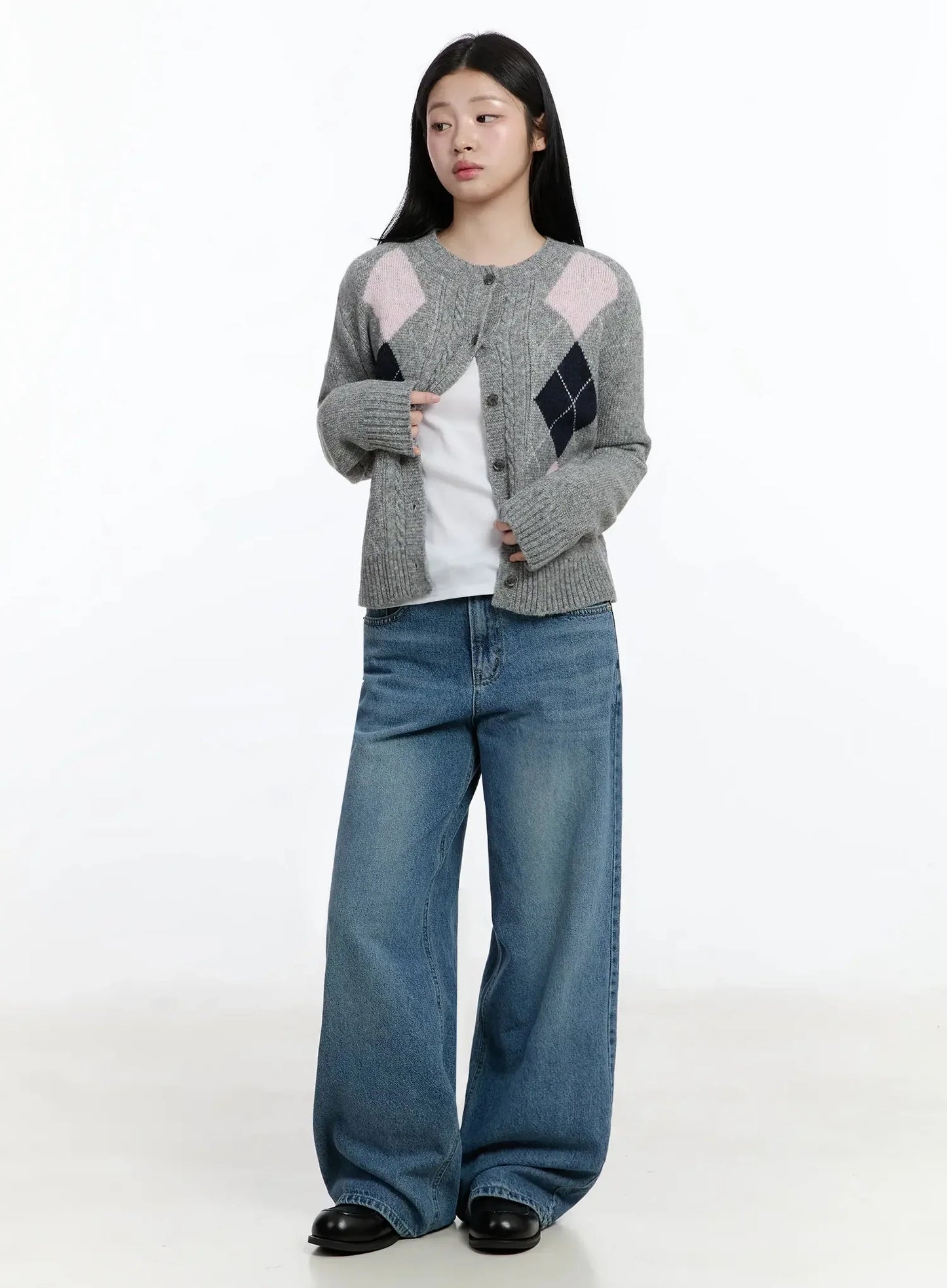 Argyle Pattern Knit Cardigan IM519
