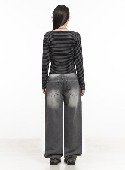 Becca Washed Straight-Leg Jeans IM524