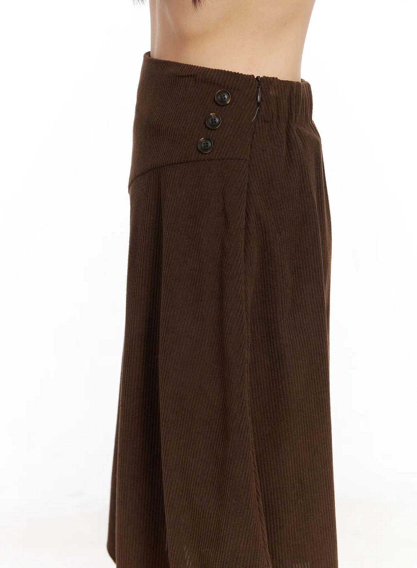 Asymmetric Button Midi Skirt CN521