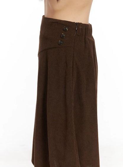 Asymmetric Button Midi Skirt CN521