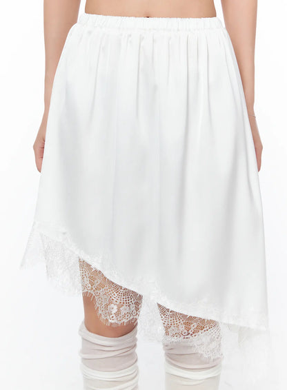 Asymmetrical Lace Midi Skirt CY512