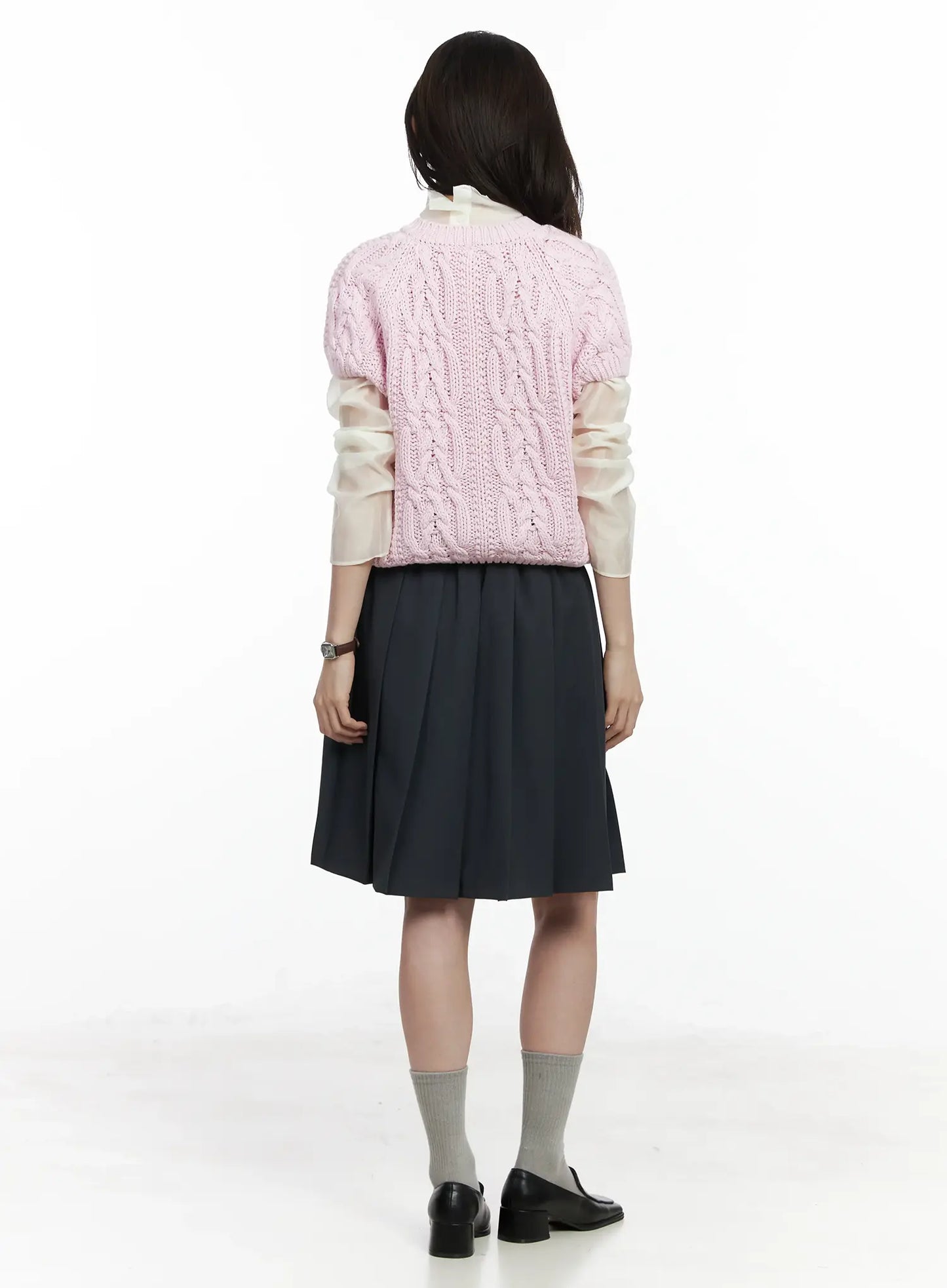 Cable Knit Short Sleeve Top IF524