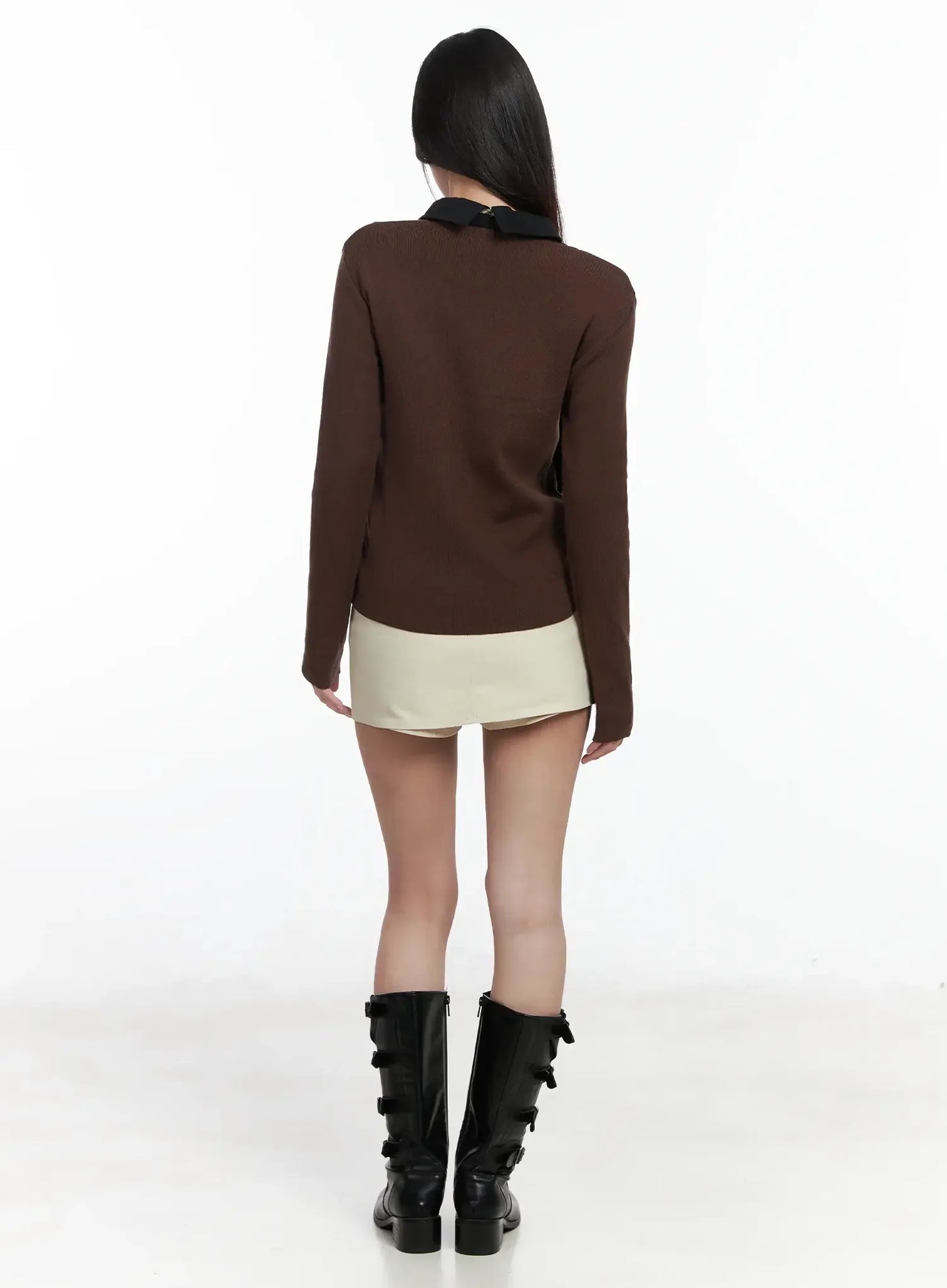 Classic U-Neck Wool-Blend Knit Top IM503