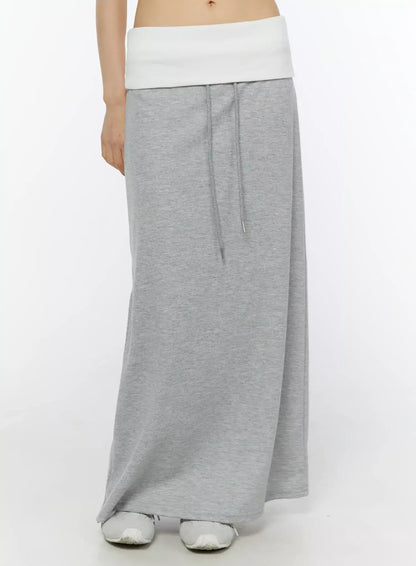 Casual Foldover Maxi Skirt IU509