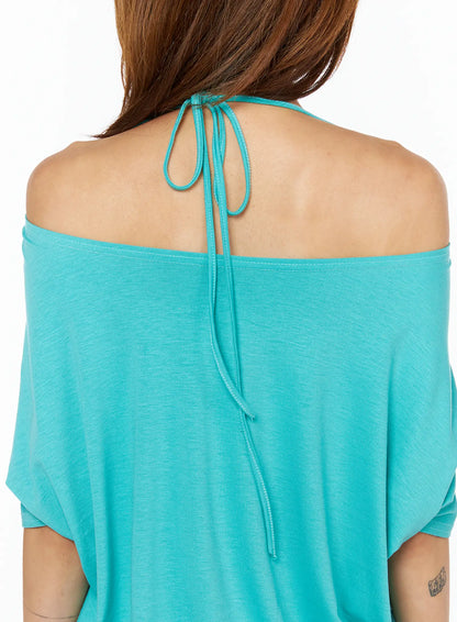 Beaded Halter Off-Shoulder Mini Dress CU518