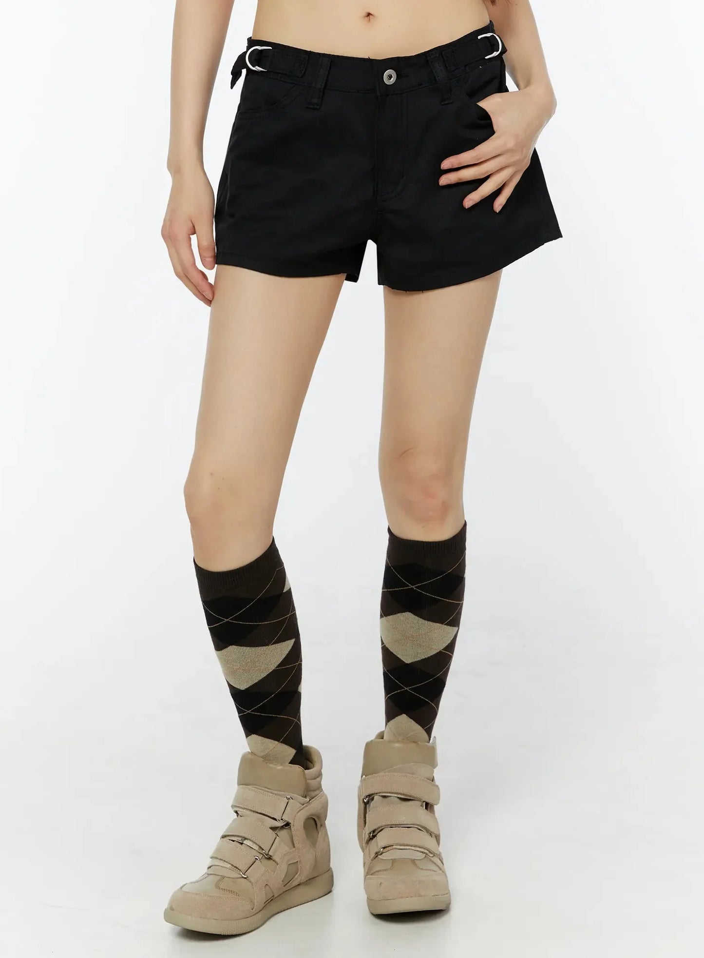 Black Cargo Pocket Shorts IU518