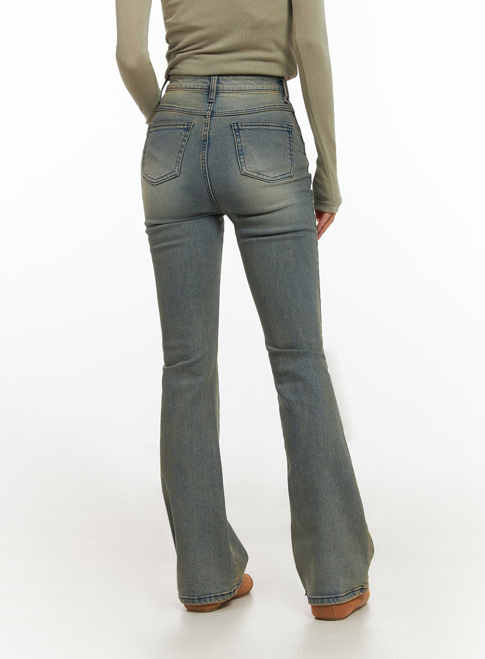 Cathy Washed Slim-Fit Flared Jeans IJ503