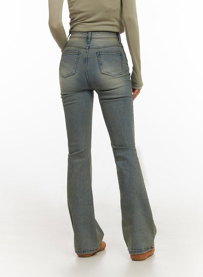Cathy Washed Slim-Fit Flared Jeans IJ503