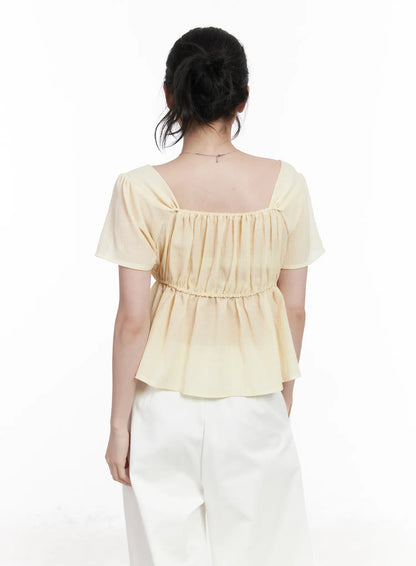 Chiffon Ruffle Short Sleeve Blouse CA510