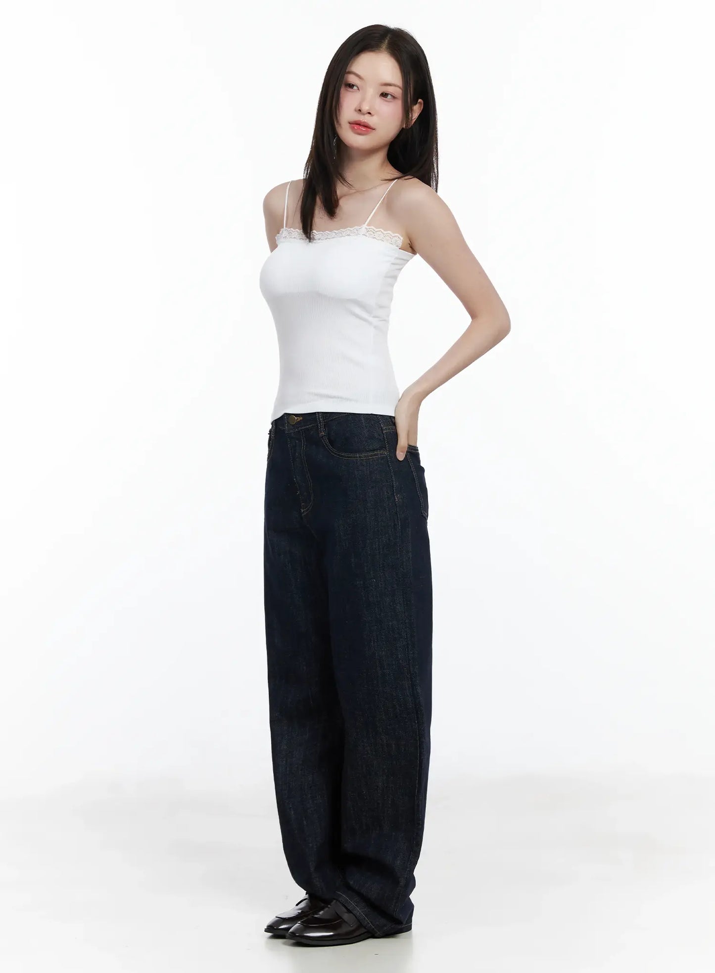 Basic Ribbed Lace Tank Top IF520