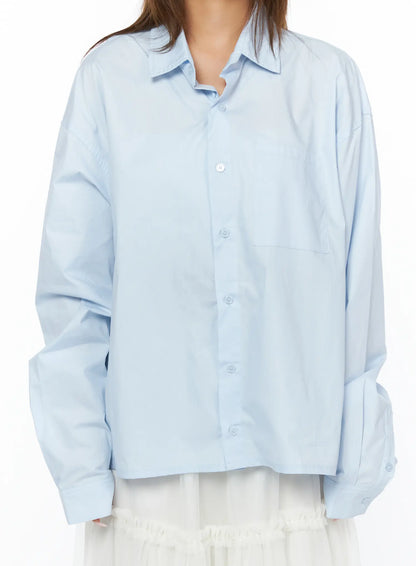 Casual Loose Fit Button-Up Shirt CA516
