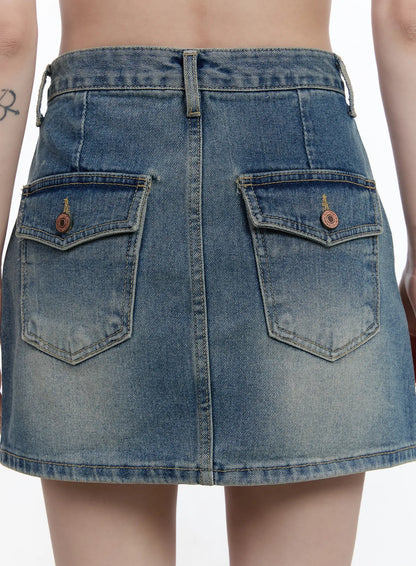 Casual High-Waisted Denim Mini Skirt CA502