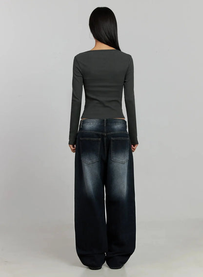 Chaya Washed Wide Jeans IJ505