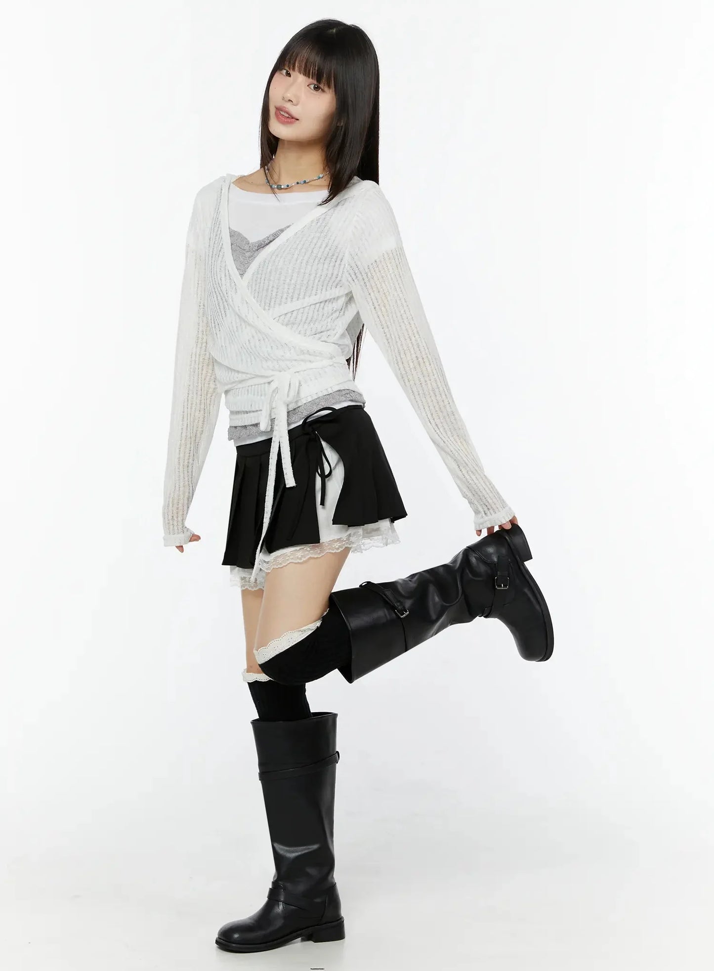 Chic Lace Wrap Hoodie Cardigan IU518