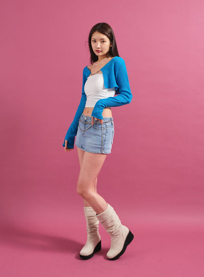Chain Tied Crop Cardigan CM6