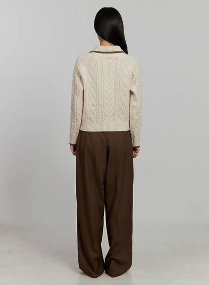 Brown Pleated Slacks IJ505