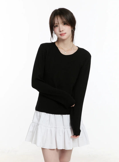 Basic Round Neck Long Sleeve Top CM505