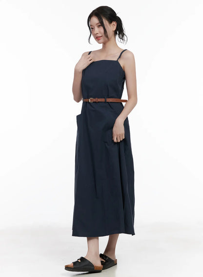 Adjustable Strap Belted Maxi Dress CA509