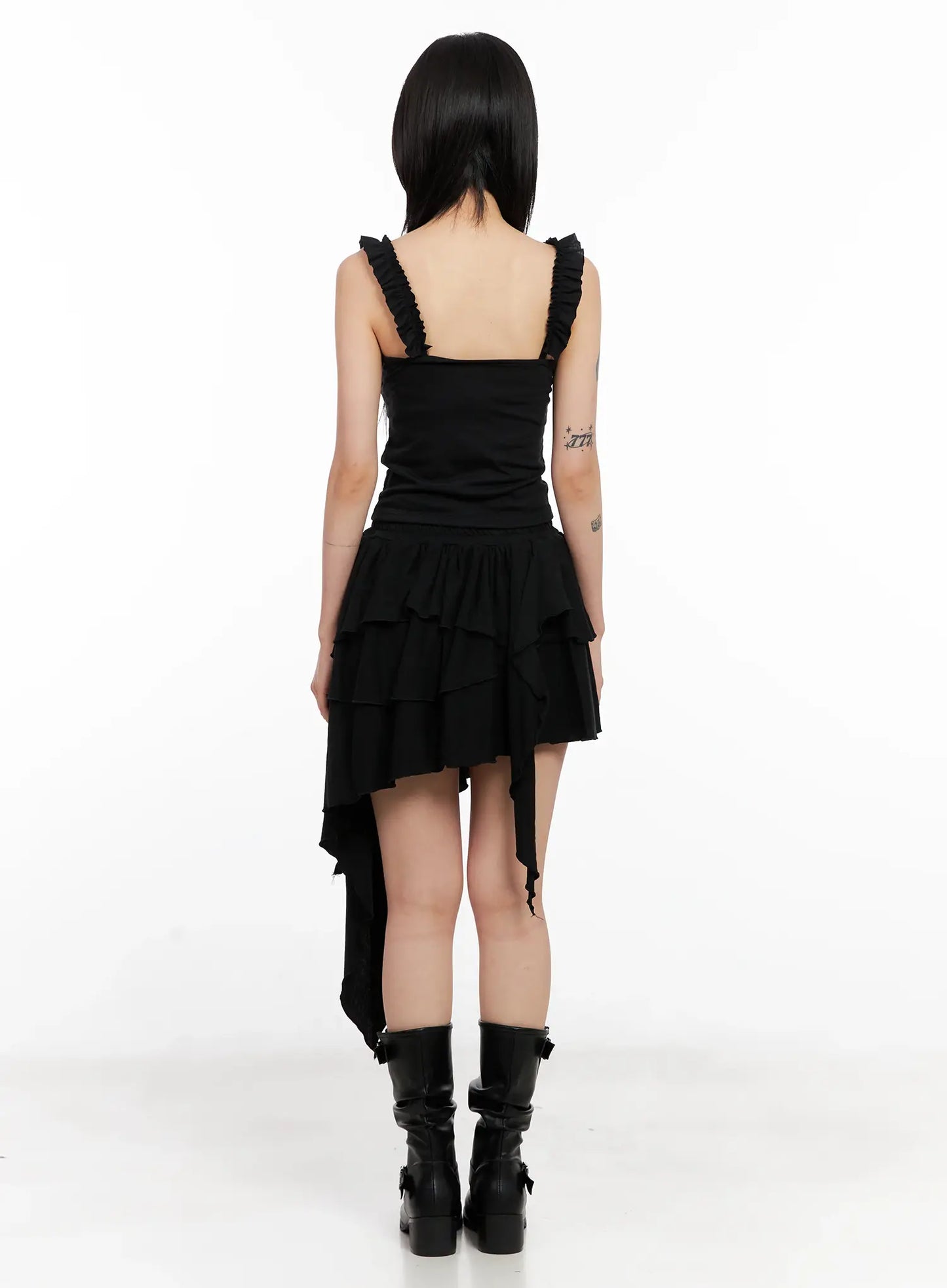 Asymmetric Ruffle Sleeveless Top CL528