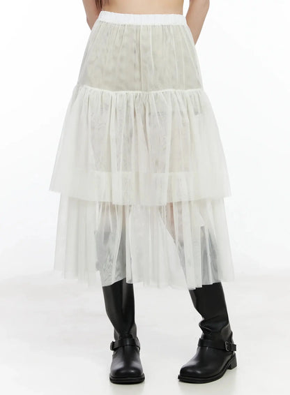 Chiffon Layered Midi Skirt IM523