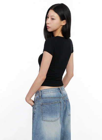 Basic Ribbed Cropped Tee IG508