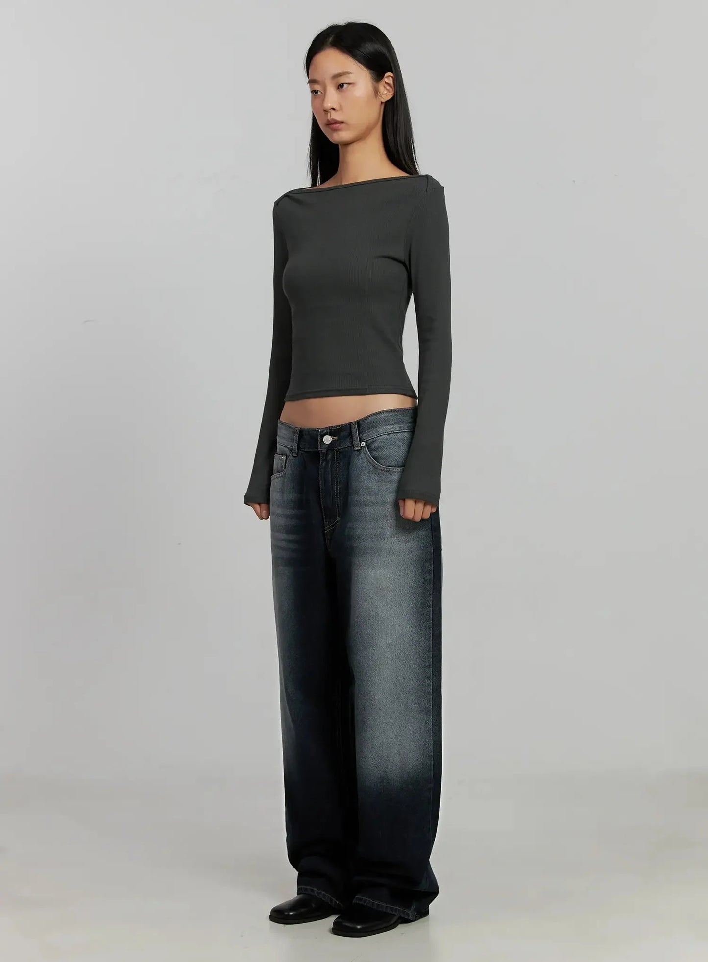 Boat Neck Long Sleeve Top IJ505