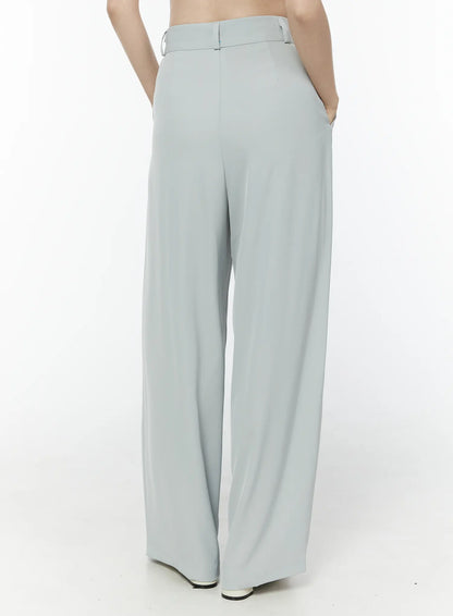 Basic High-Waist Pleated Trousers IU503