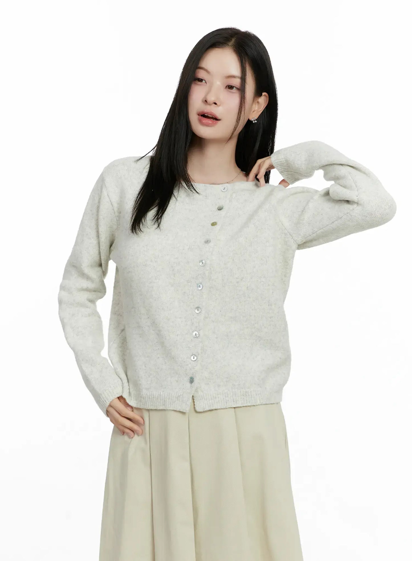 Asymmetrical Button Long Cardigan F502