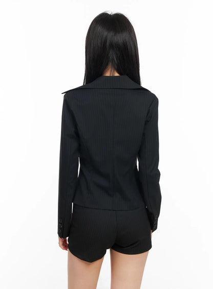 Chic Striped Tailored Blazer Jacket CM517