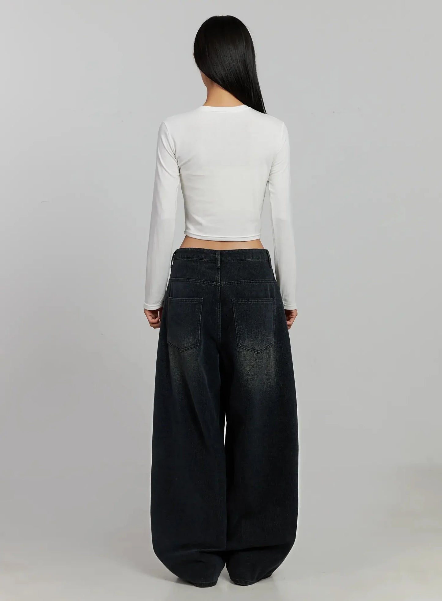 Aubree Washed Wide Jeans IJ502
